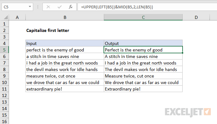 Excel First Letter In Cell Capital